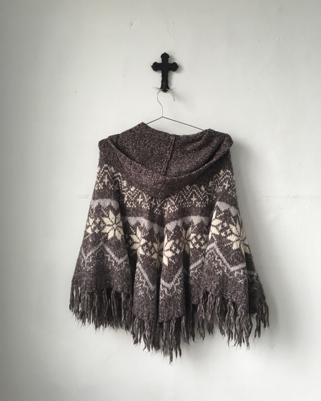 snow pattern hood knit cape 상품이미지3