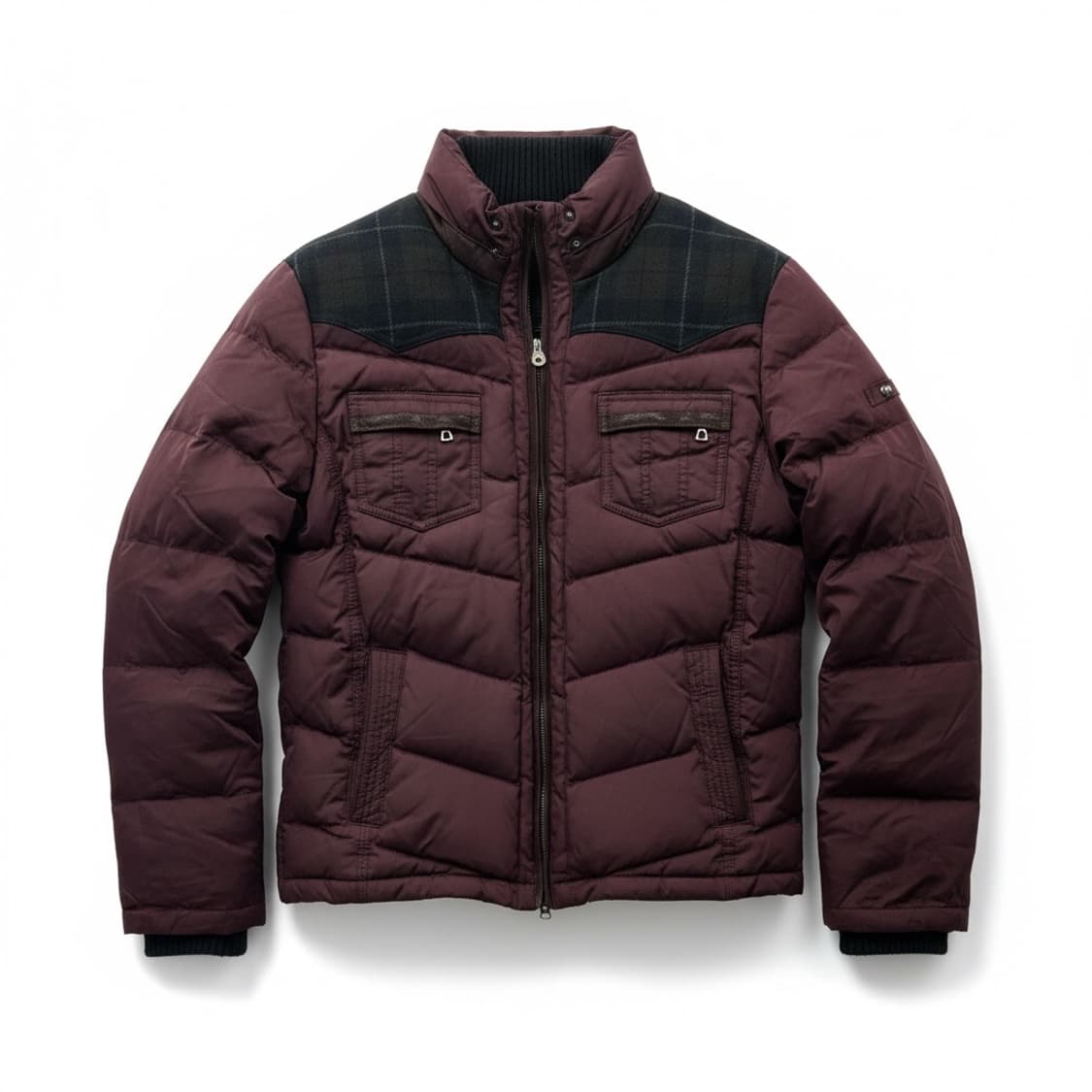 시리즈(series) 버건디 체크 패딩 점퍼 상품이미지1