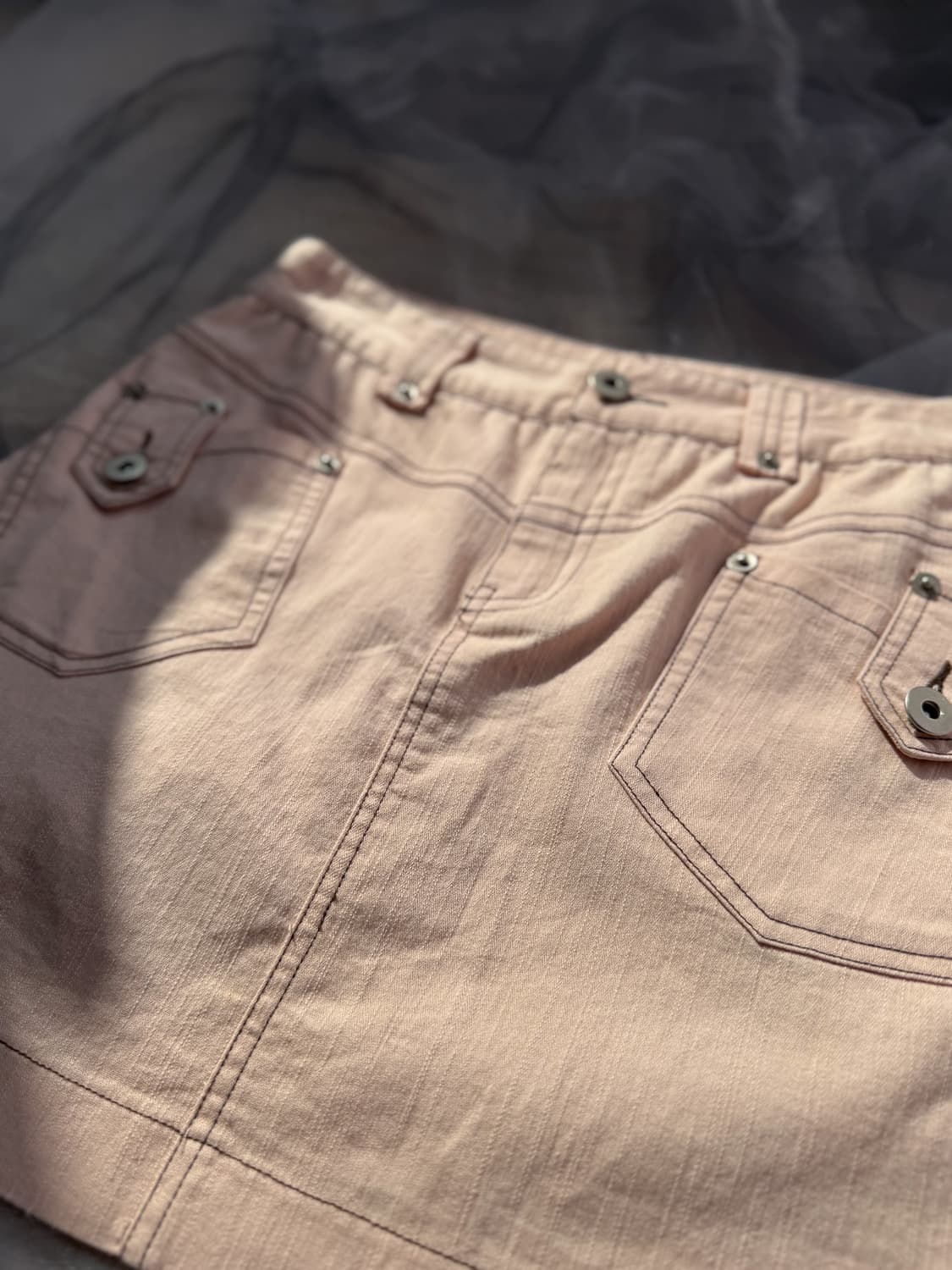 Brown Stitched Pink Mini Skirt 0155 상품이미지5