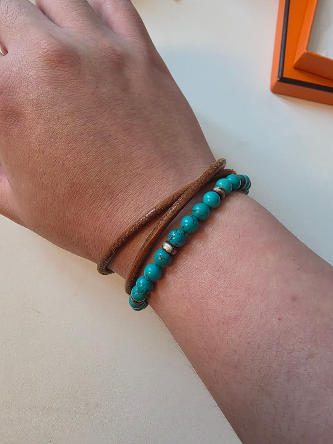 [43] 에르메스 Hermes 후크 점보 더블 팔찌(초커) 브라운/실버 상품이미지5