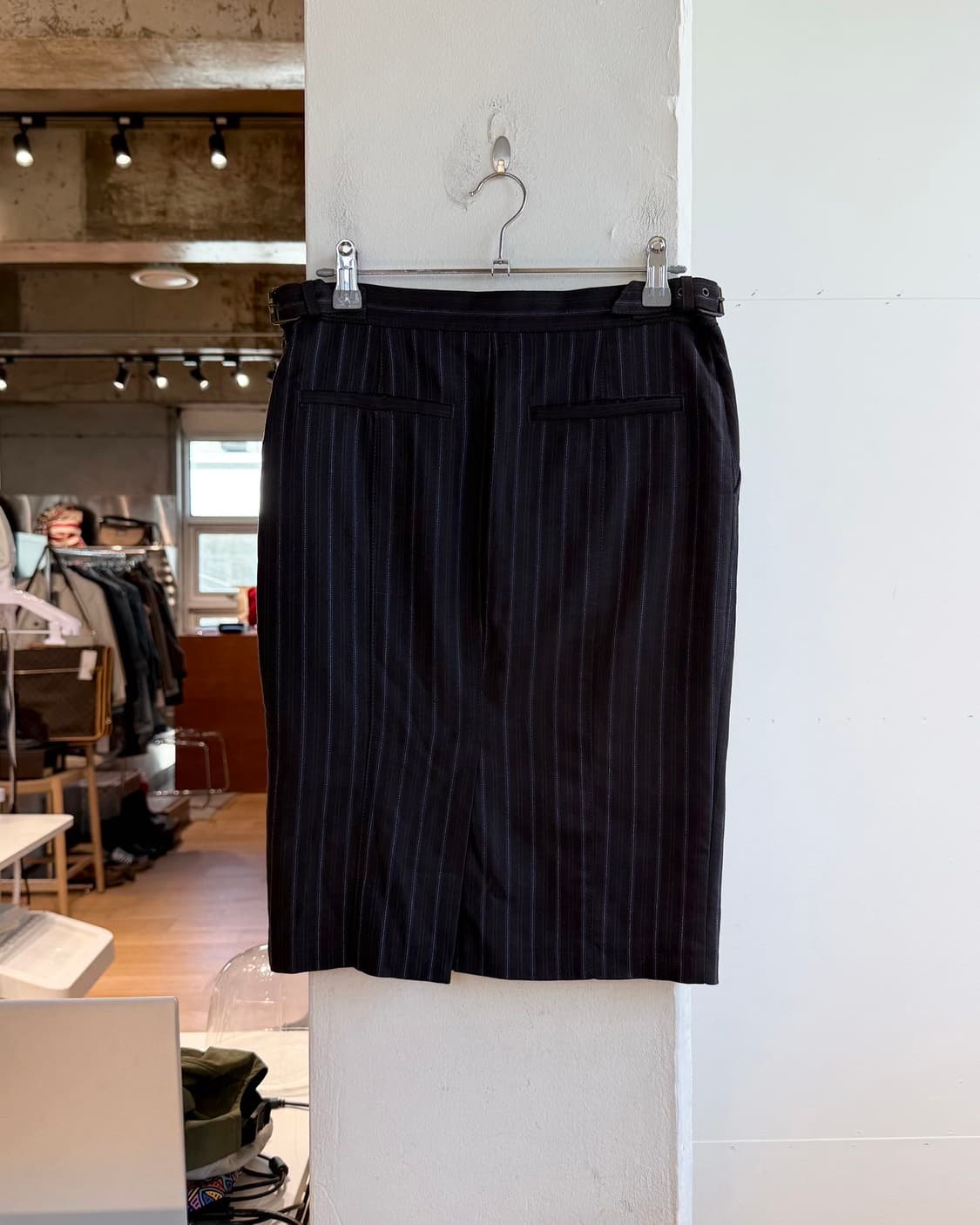 모스키노 진스 브라운 스트라이프 버클 미디스커트 상품이미지5