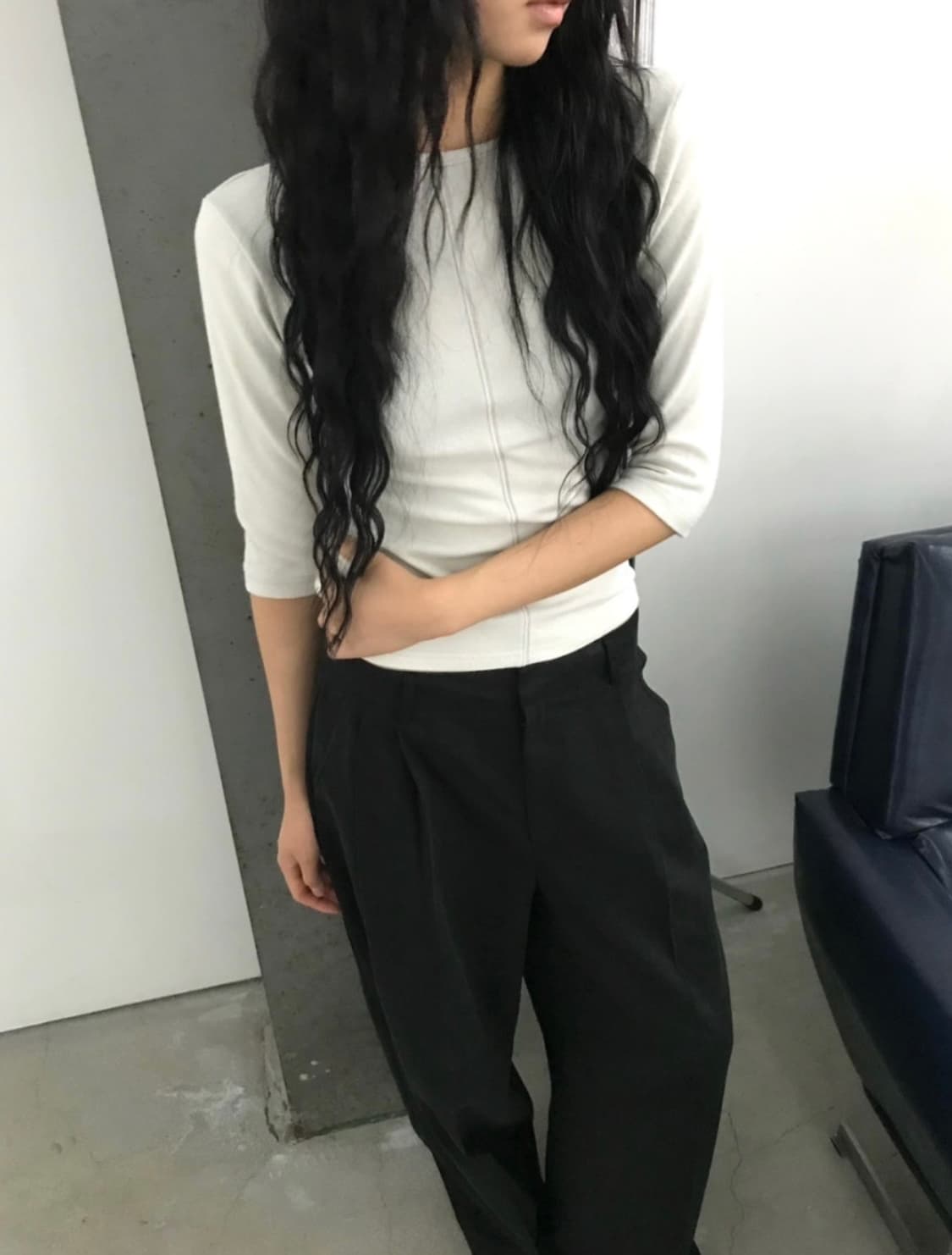 앙고라 투웨이 7부 티셔츠 (연그레이) 상품이미지4