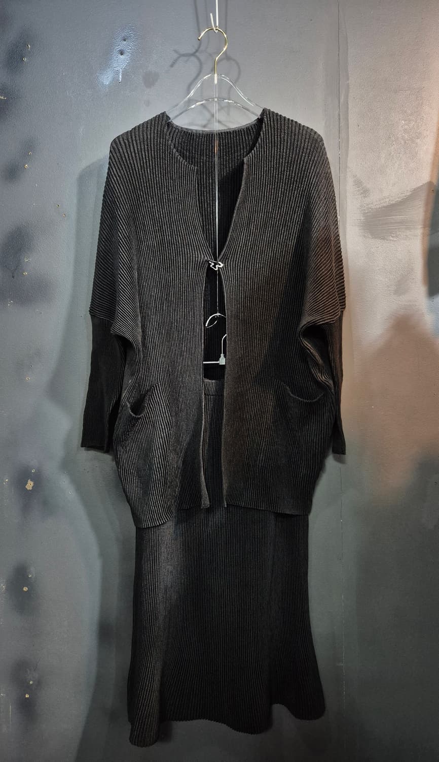 일본 플리츠 가디건 치마 세트 55 66 새상품 상품이미지1