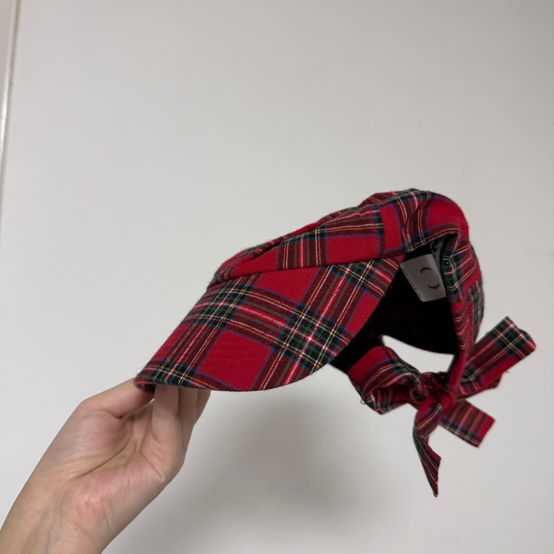 레드 체크 볼캡 + 리본디테일  상품이미지3