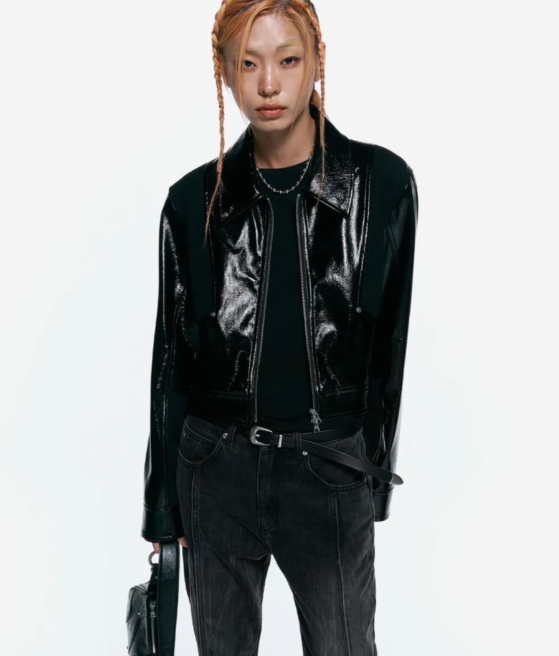 인사일런스 패널드 비건 레더 점퍼 BLACK 상품이미지1
