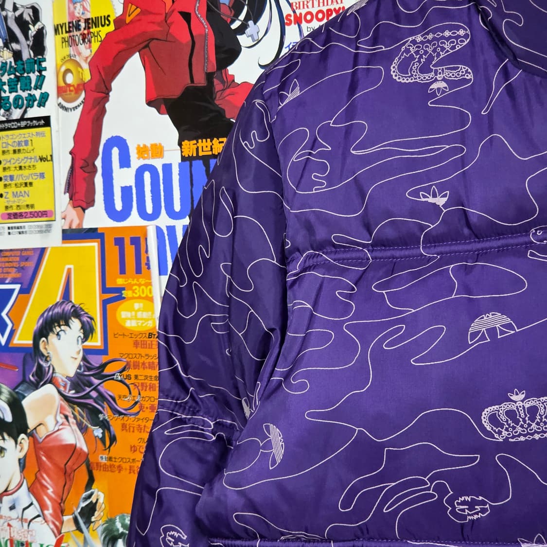 아디다스 퍼플 크라운 카모 패턴 걸스 패딩 상품이미지4