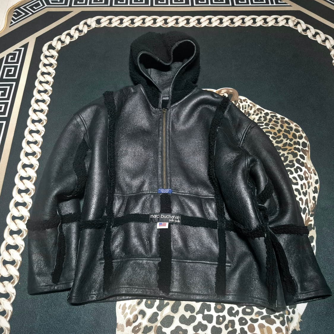 (초희귀)90's 펠레펠레 리버시블 무스탕 레더 아노락 가죽 자켓 XL 상품이미지1