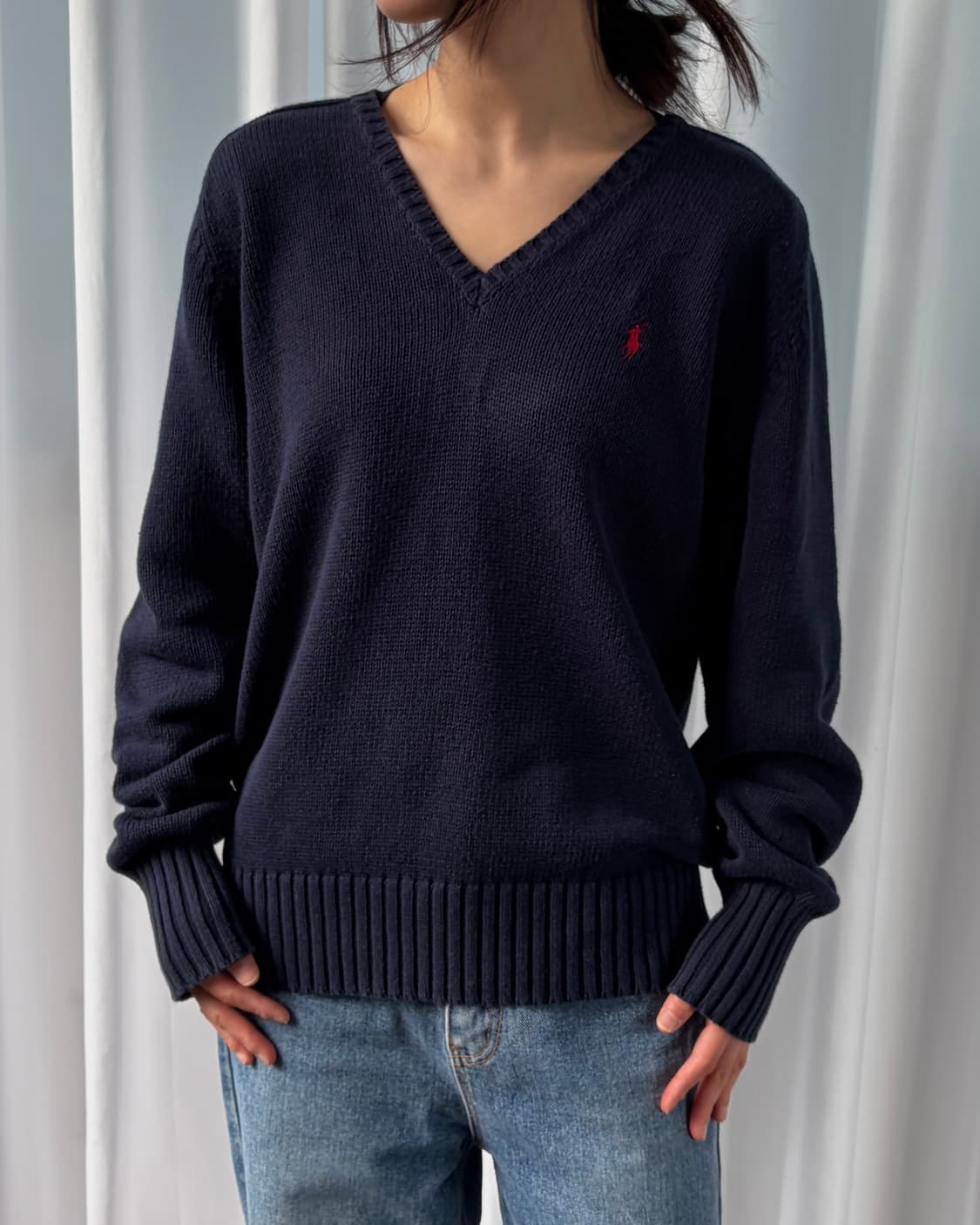 [M]폴로 랄프로렌 브이넥 코튼 니트 navy 상품이미지3