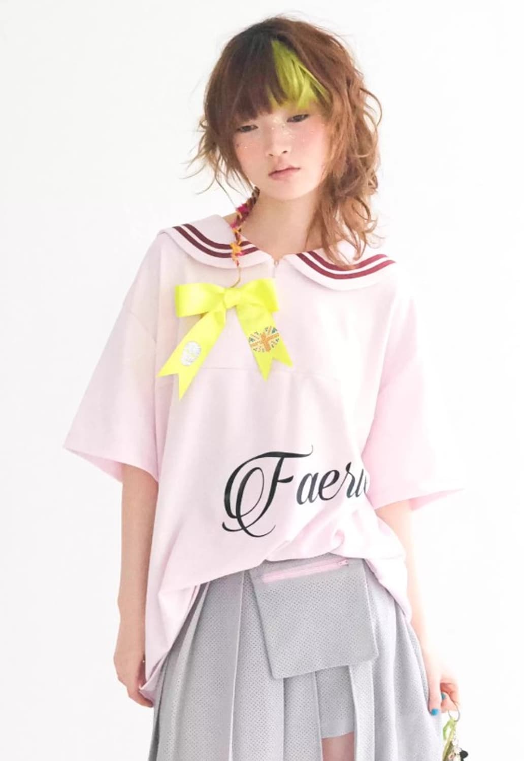 sailor collar mesh loose top 상품이미지2