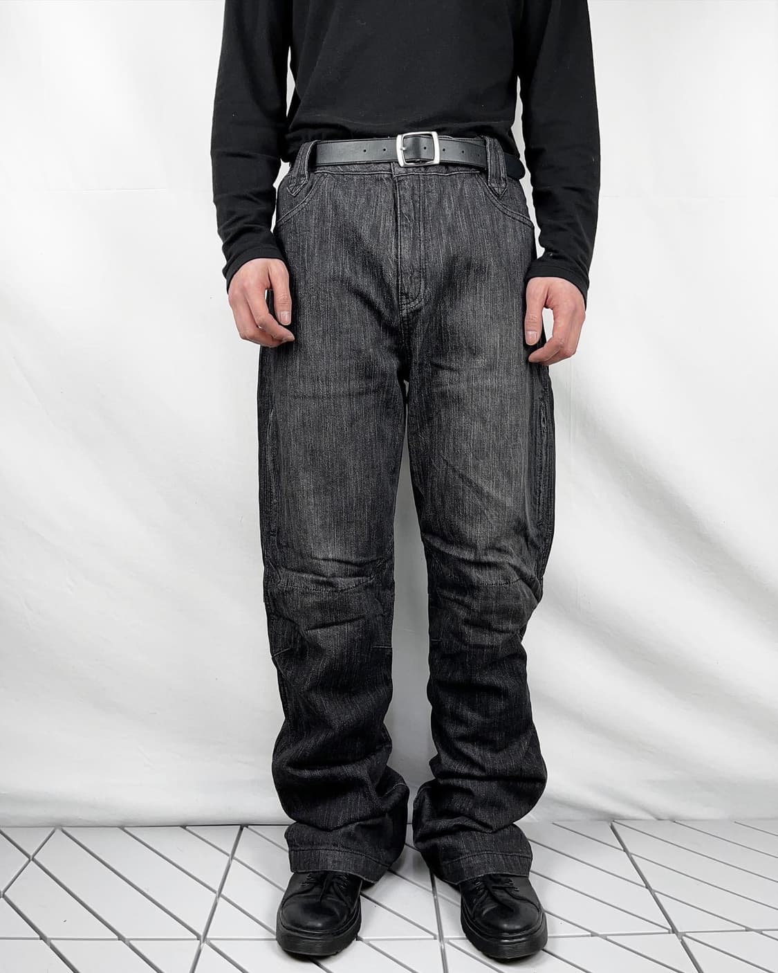 블랙 데님 바이커팬츠 상품이미지4