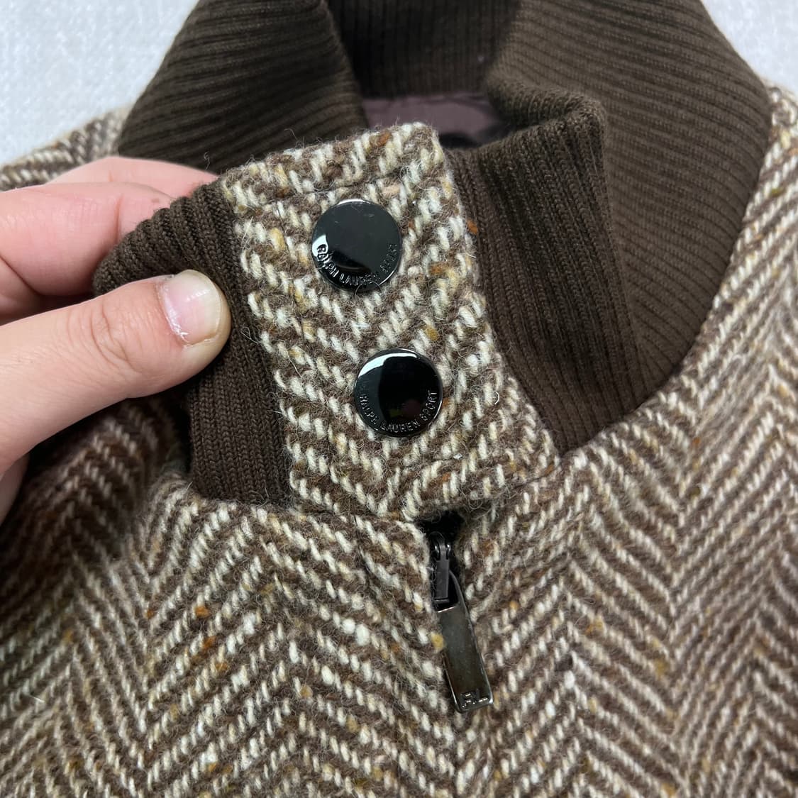 W 95 폴로 랄프로렌 스포츠 헤링본 울 블루종 자켓 상품이미지3