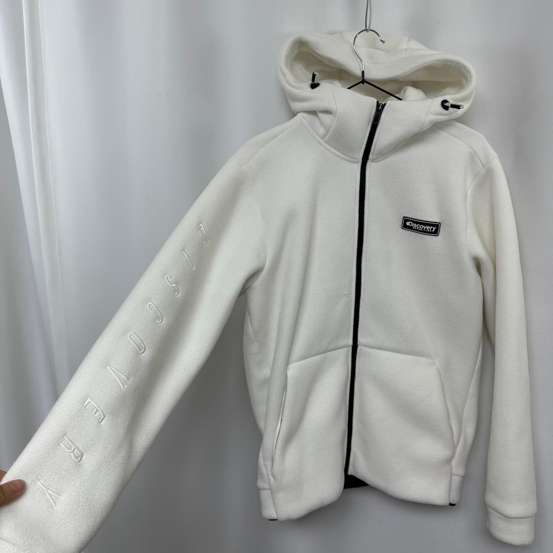 디스커버리 남자 기모 후드 집업 자켓 화이트 95 상품이미지2