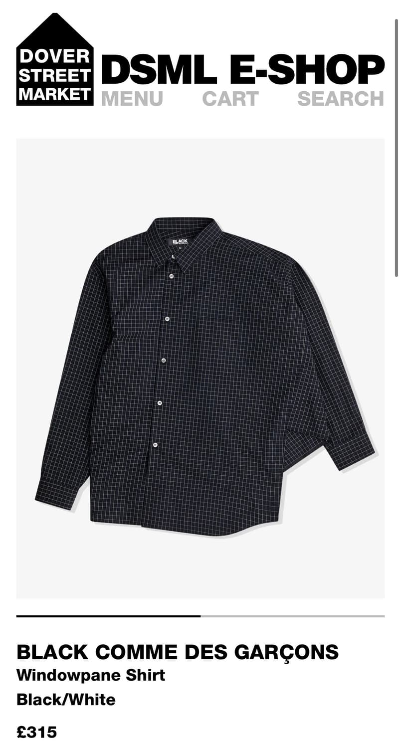 꼼데가르송 블랙 24FW Windowpane Shirt M 상품이미지1