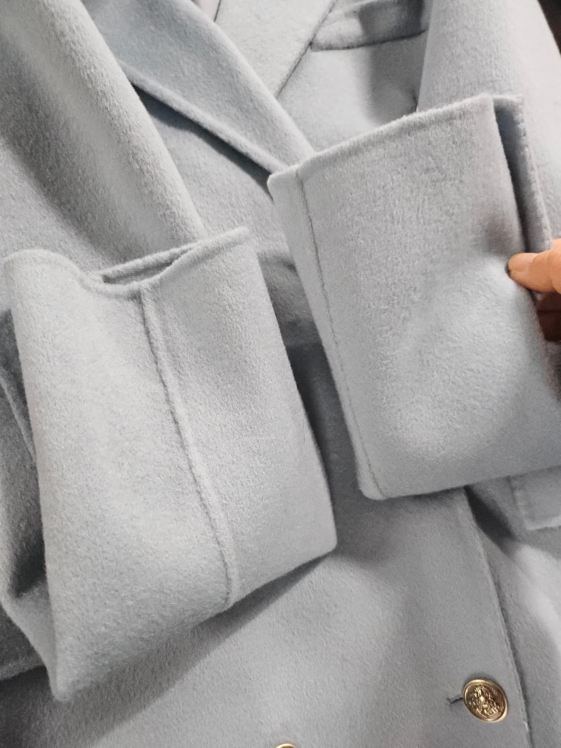 줄로그  하늘색 울 롱 코트 S 상품이미지4