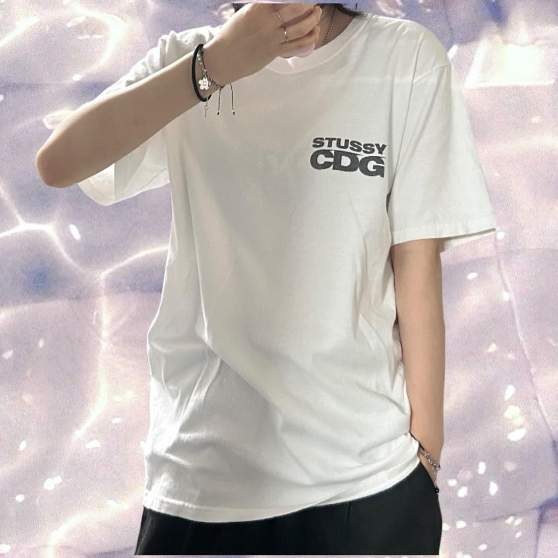 스투시 CDG 서프맨 반팔 티셔츠 화이트 M  상품이미지3
