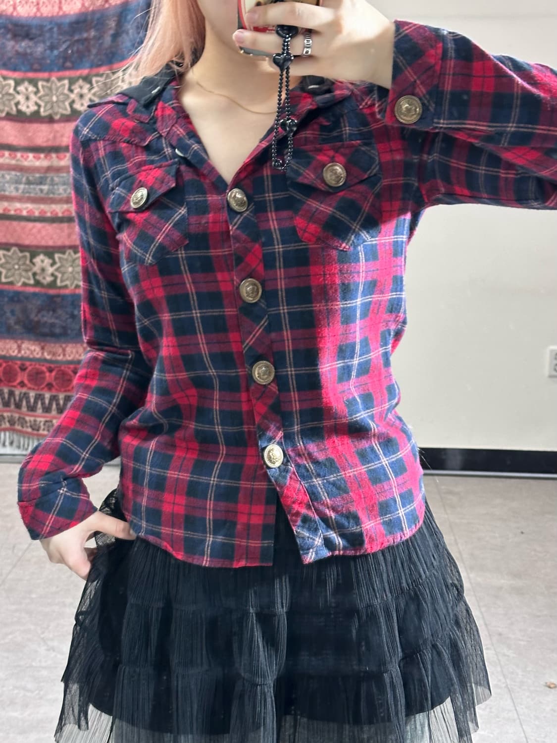 sky bomber check hood shirt 상품이미지2