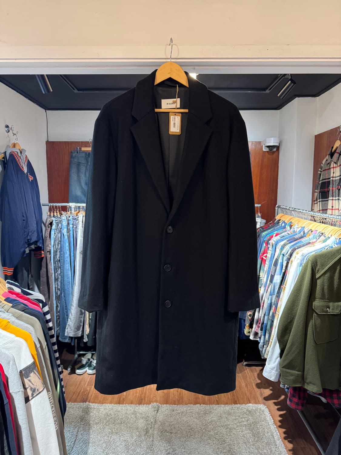 인사일런스 캐시미어 싱글 코트 블랙 L 상품이미지1