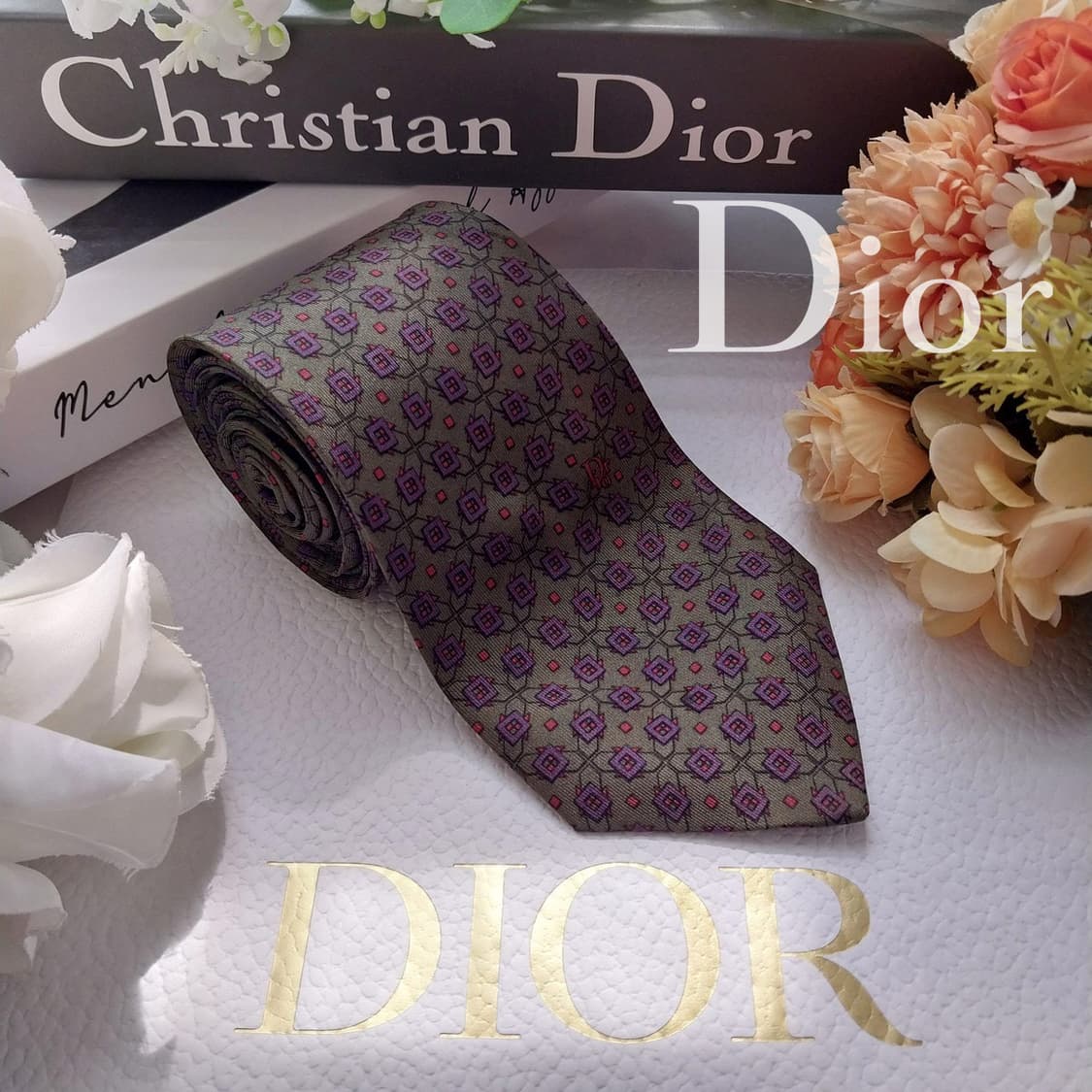 크리스찬 디올 실크 다크그린 패턴 넥타이 8.3cm B등급 K2437
 상품이미지2