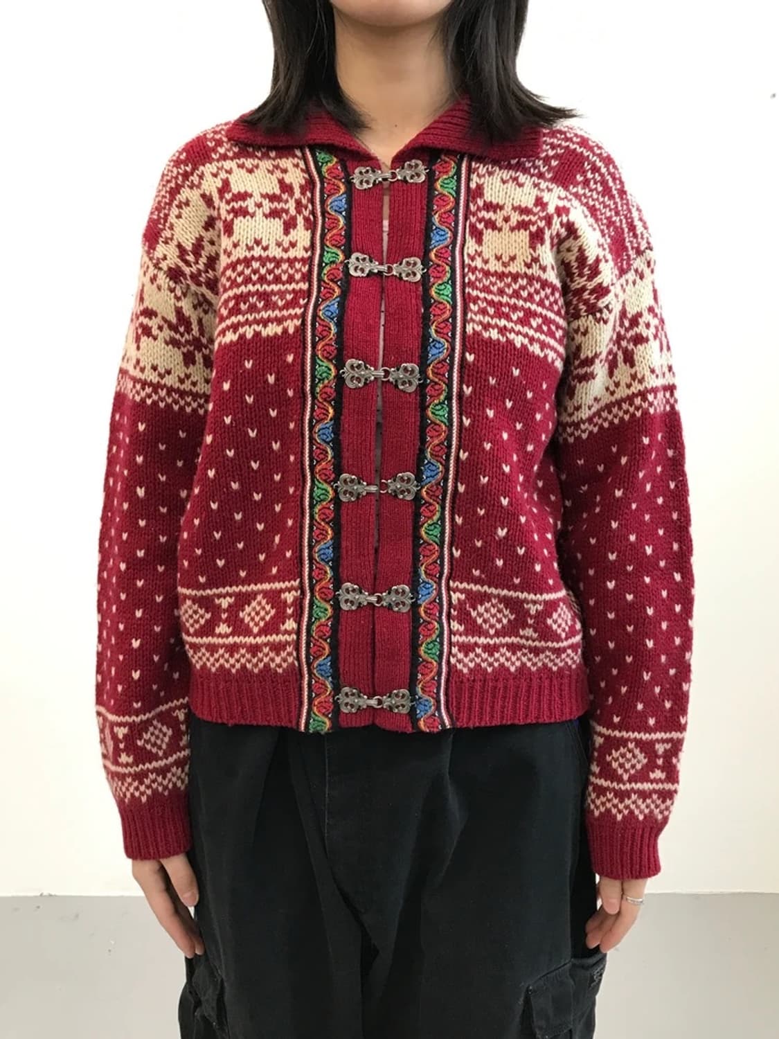 Vintage Nordic Knit Hook Cardigan 상품이미지1