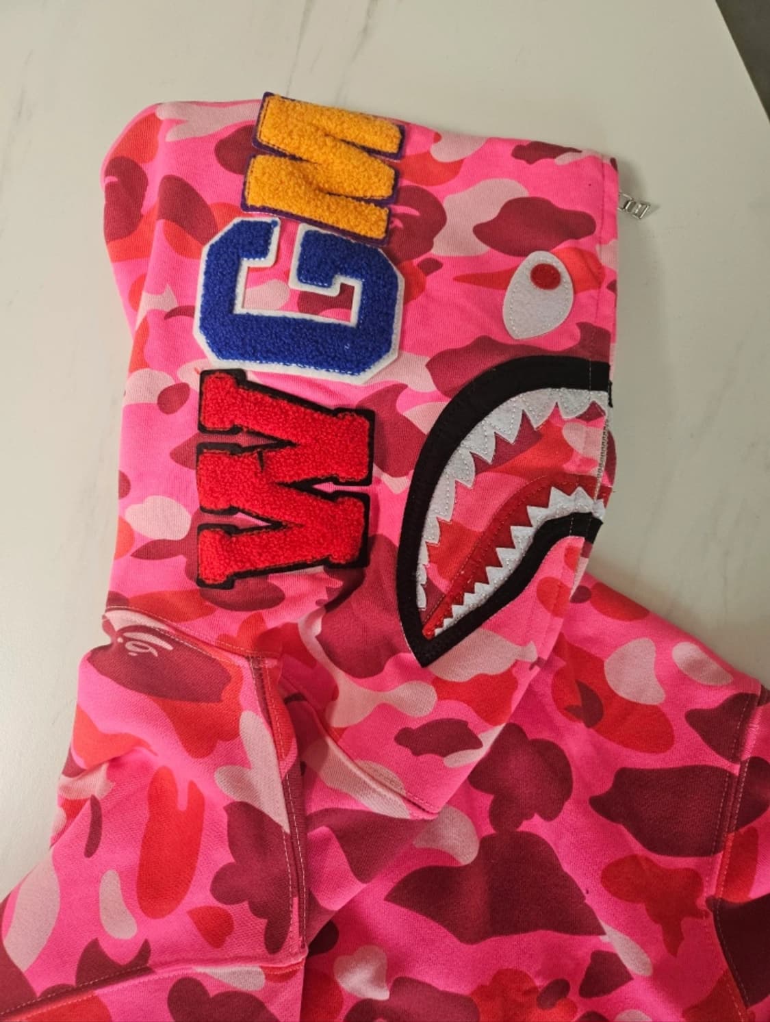 베이프 핑크 카모 샤크 후드집업 상품이미지2