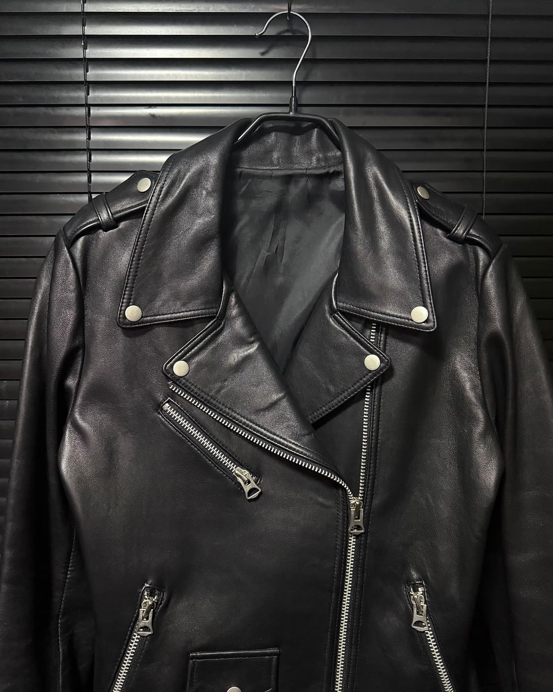 이태리 이탈리아 양가죽 램스킨 라이더 바이커 블랙 락시크 레더 자켓  상품이미지3