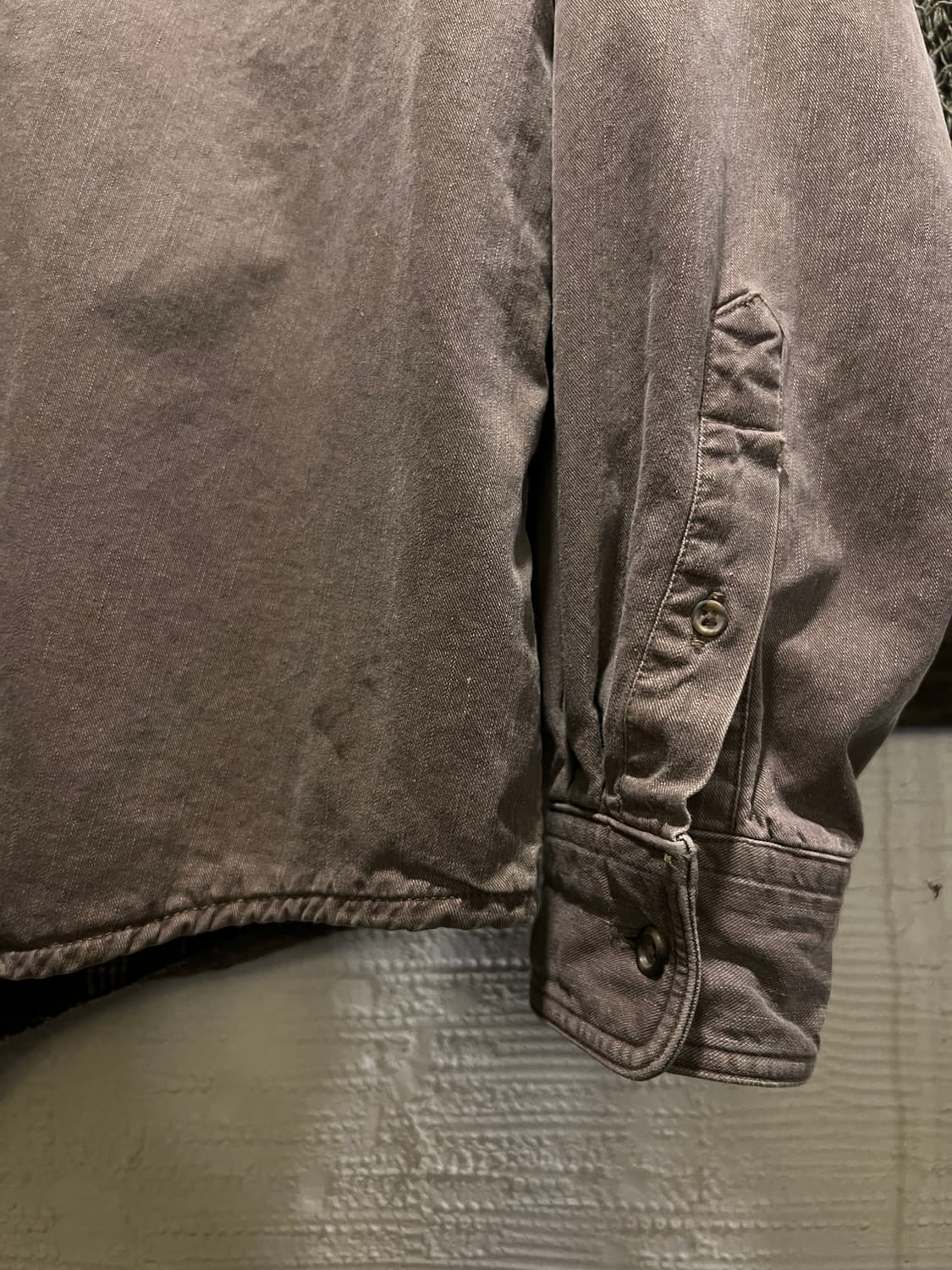 [XL]90's 에디바우어 2포켓 체크 라이닝 차콜브라운 워크 셔츠 상품이미지5