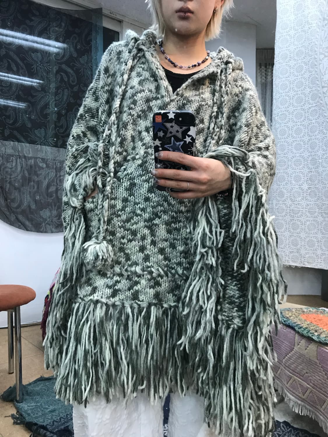 빈티지 방울 니트 판쵸 상품이미지2