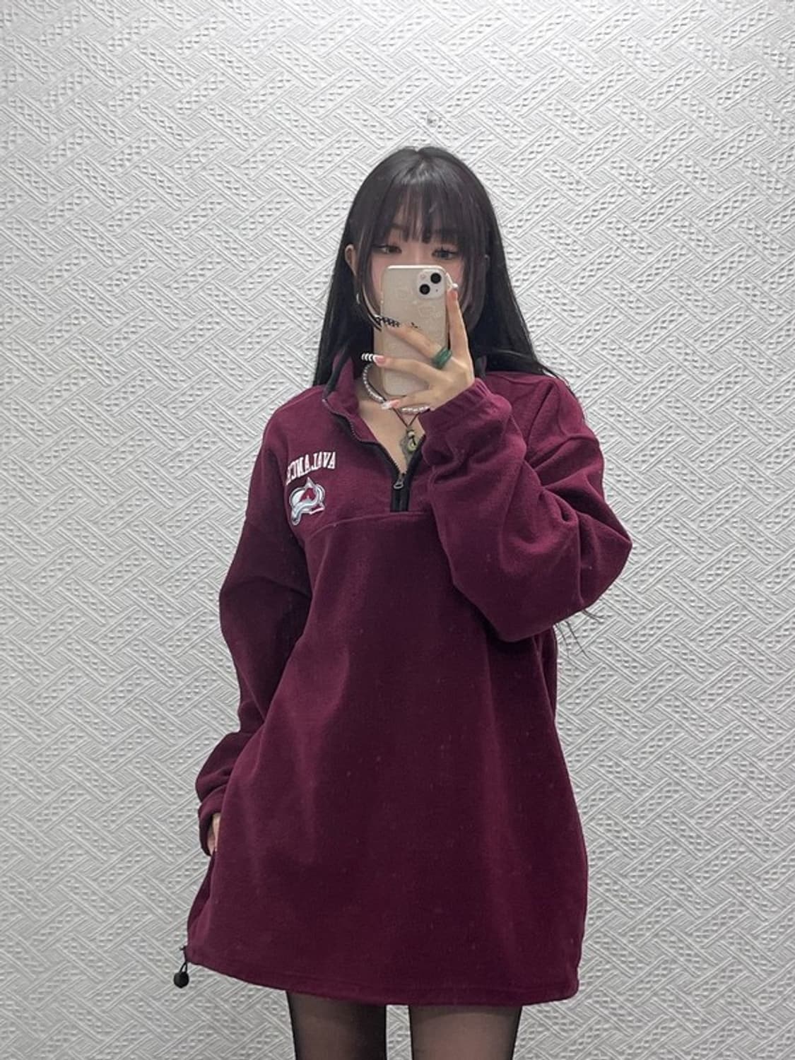 NHL 빈티지 빅사이즈 버건디와인 반집업 후리스 맨투맨 XL C10638 상품이미지1