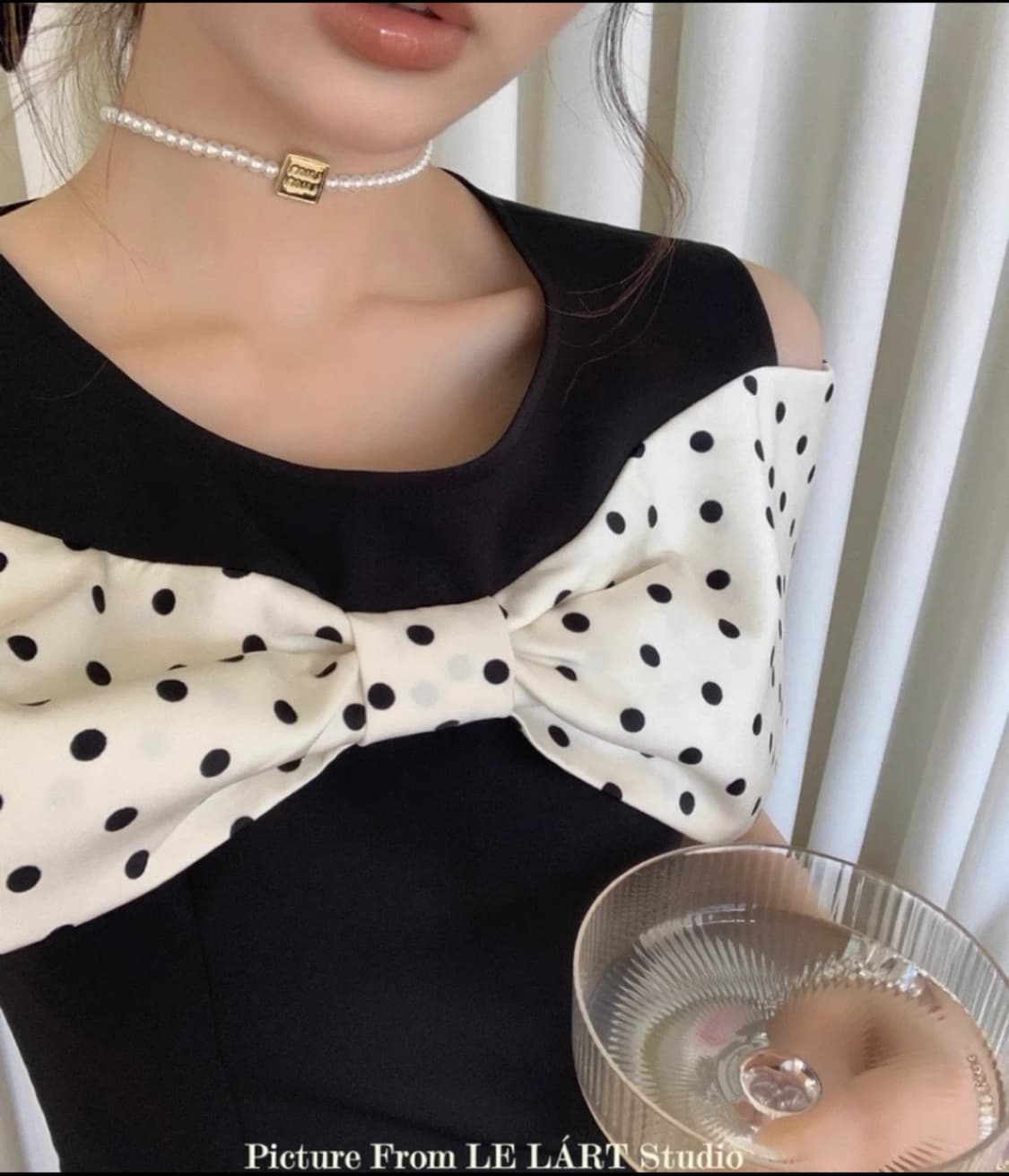LE L'ART 도트 리본 상의 상품이미지2