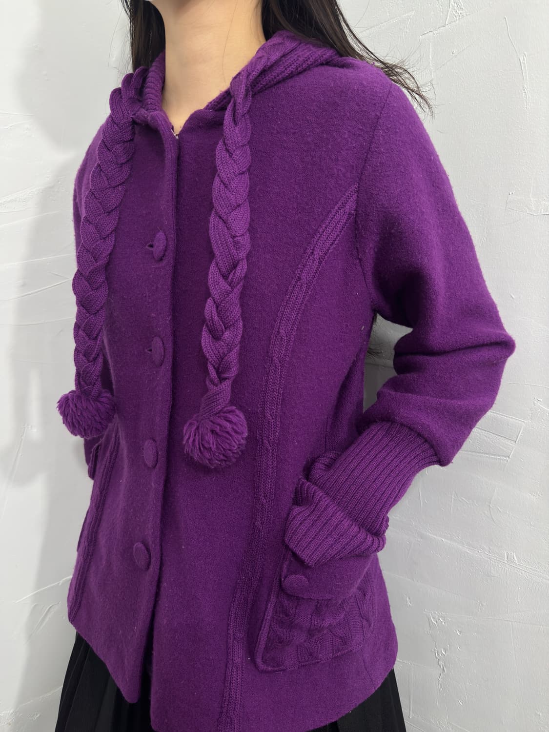 purple design hood wool jacket 상품이미지4