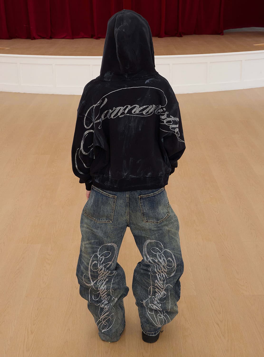 Rhinestone Distressed Wide Denim 상품이미지6