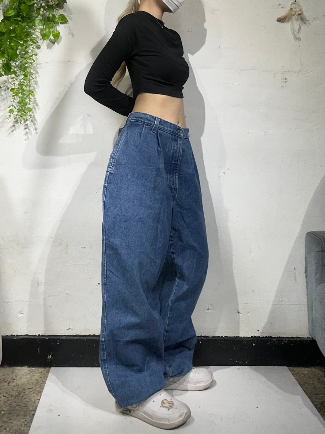 90s 도커스 중청 와이드 핀턱 힙합 데님 팬츠 청바지 상품이미지1