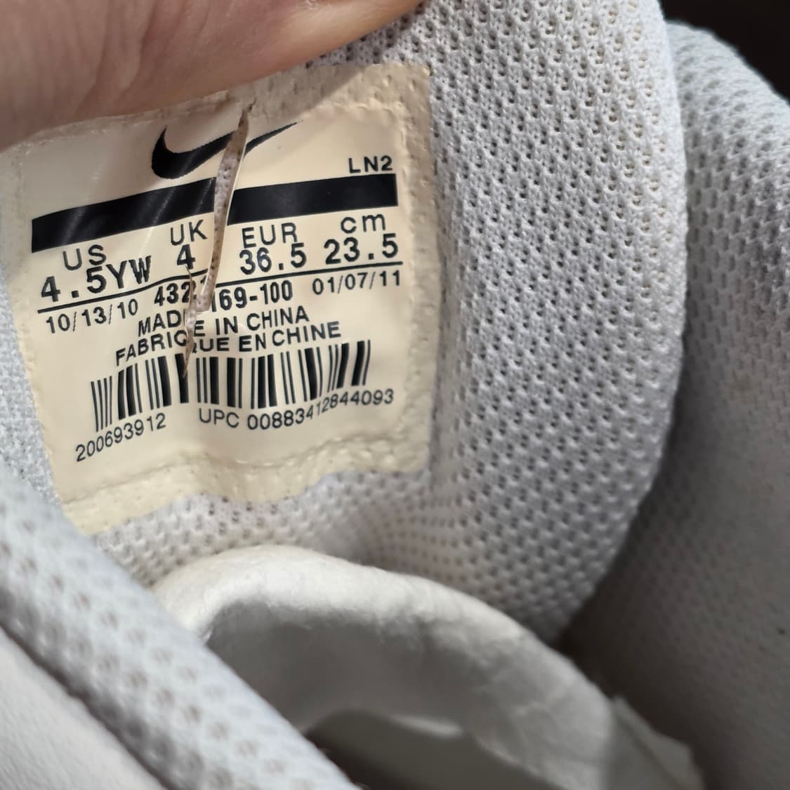 3q-1:나이키 레드 스우시 하이컷 농구화 화이트/레드 (23.5cm) 상품이미지10