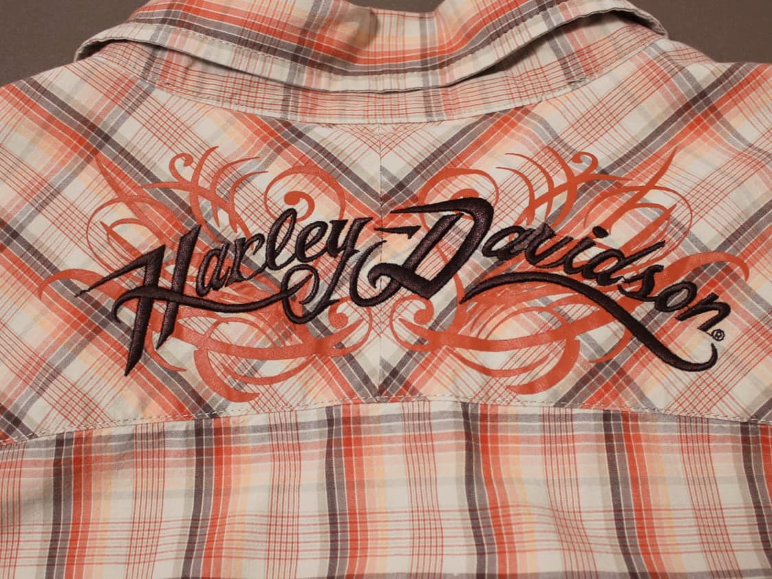 Harley-Davidson 자수 로고 체크 반팔 셔츠 상품이미지4