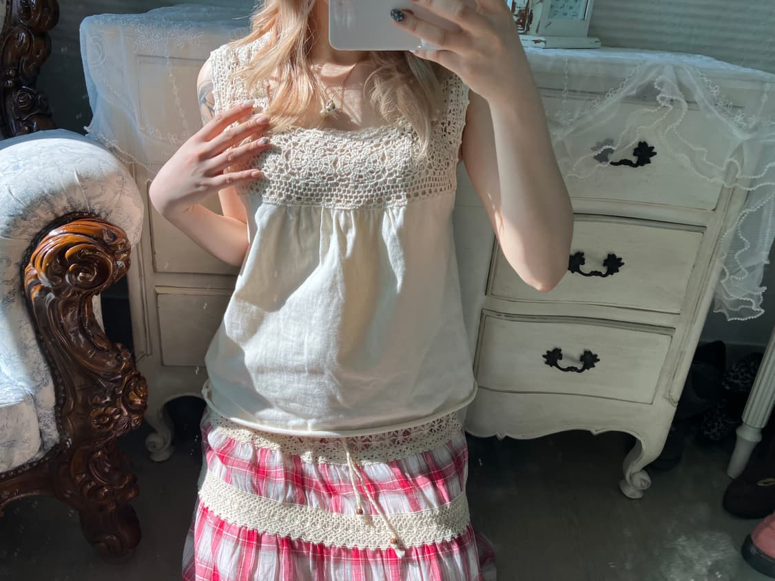 Set)아이보리 크로셰 가디건 + 모리 슬리브리스 상품이미지6