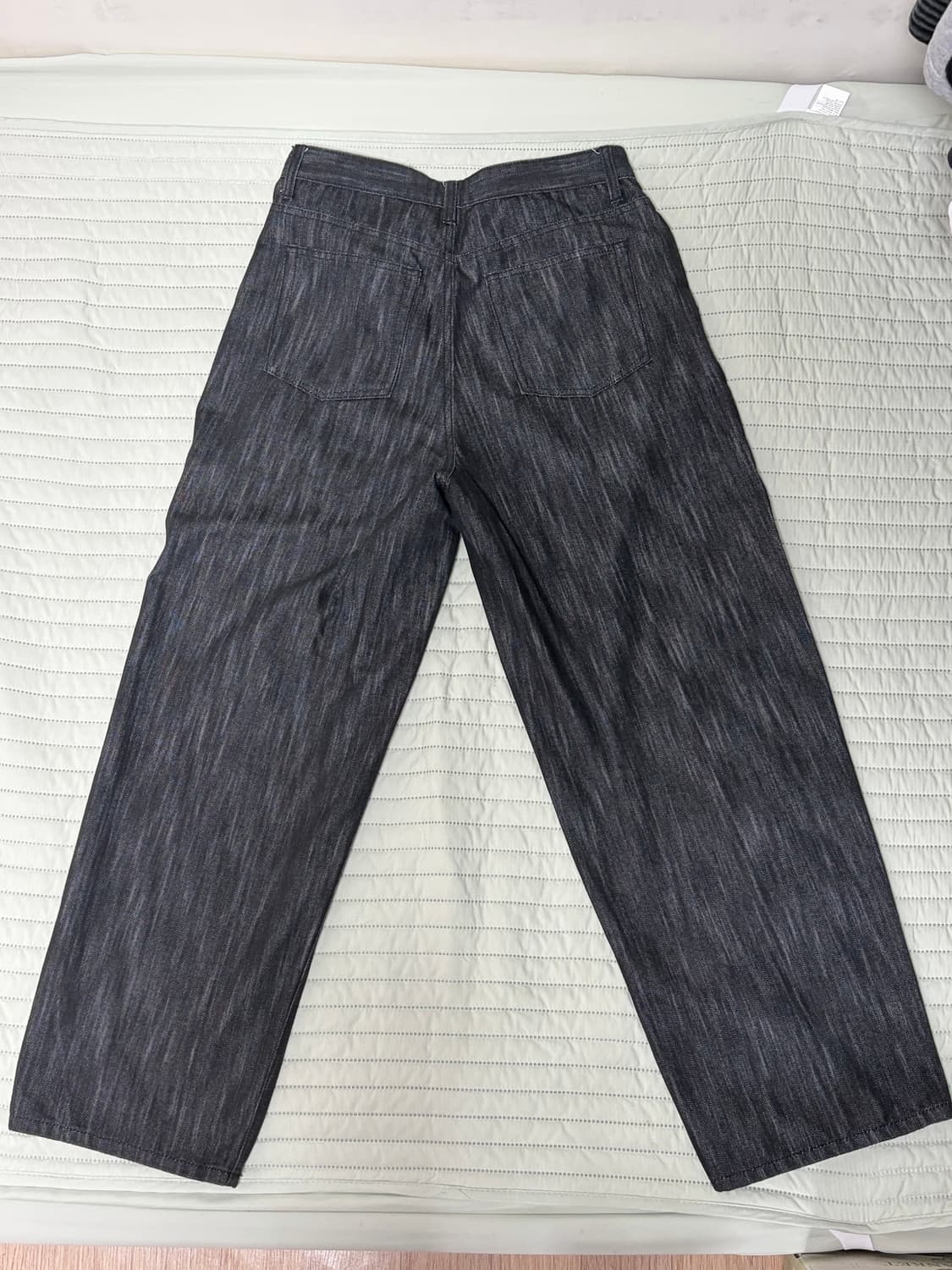 무신사 스탠다드 버티컬 슬러브 세미 벌룬 데님 팬츠 [블랙] 상품이미지2