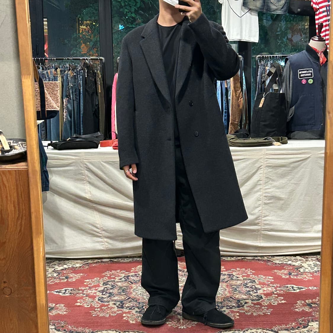 105) 지오 송지오 울 캐시미어 블렌드 블랙 롱 코트 자켓 상품이미지9