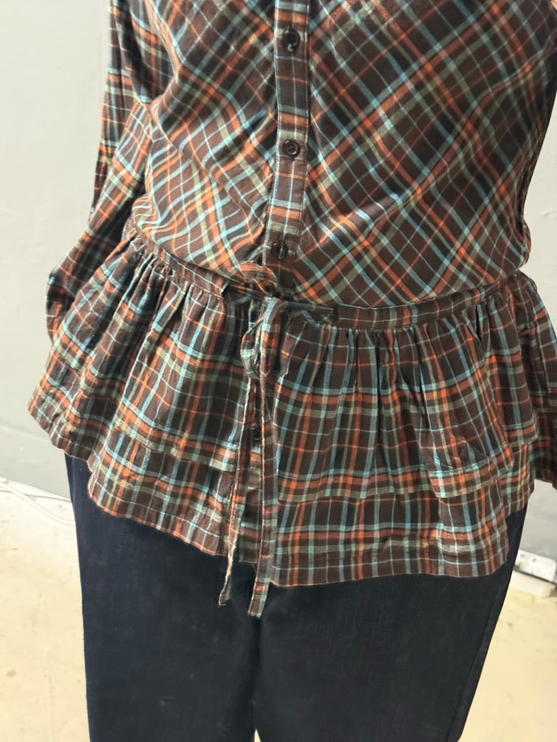 check pattern can-can detail shirt 상품이미지3
