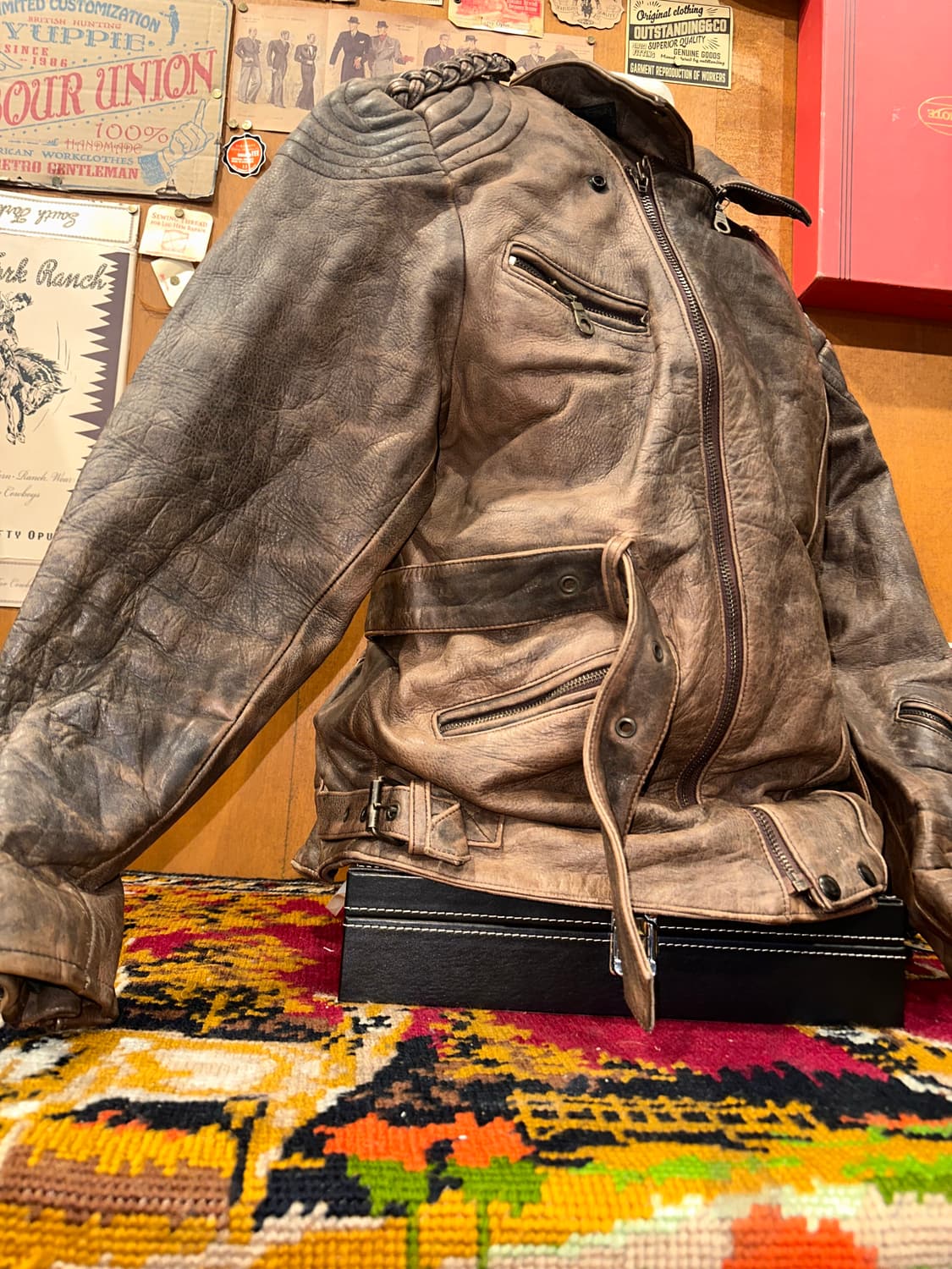 ( XL ) 라이더자켓 바이커자켓 가죽자켓 빈티지가죽 봄버자켓 상품이미지3