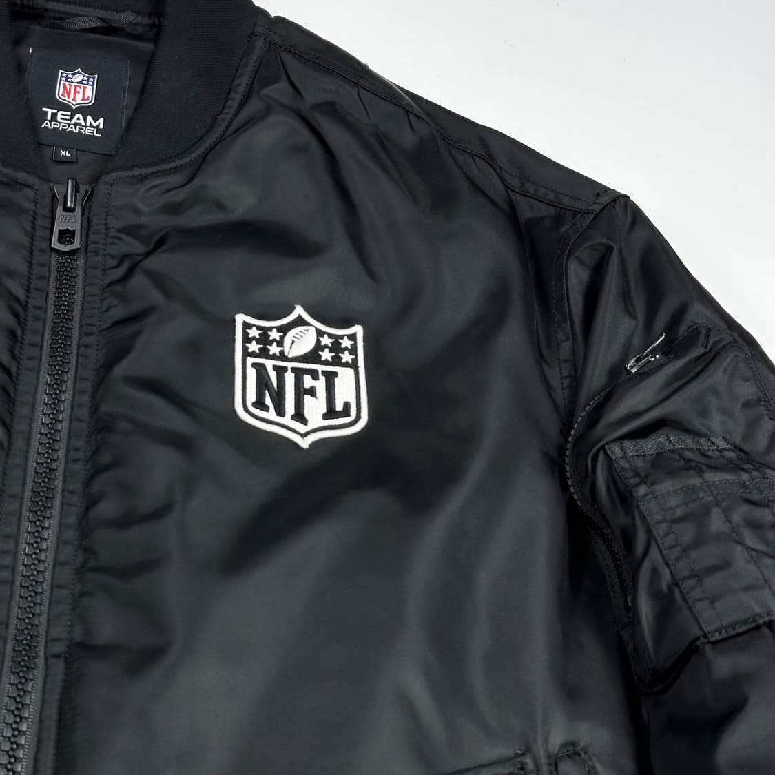 NFL 패치로고 새틴 바시티 자켓 봄버자켓 블랙 XL 상품이미지4
