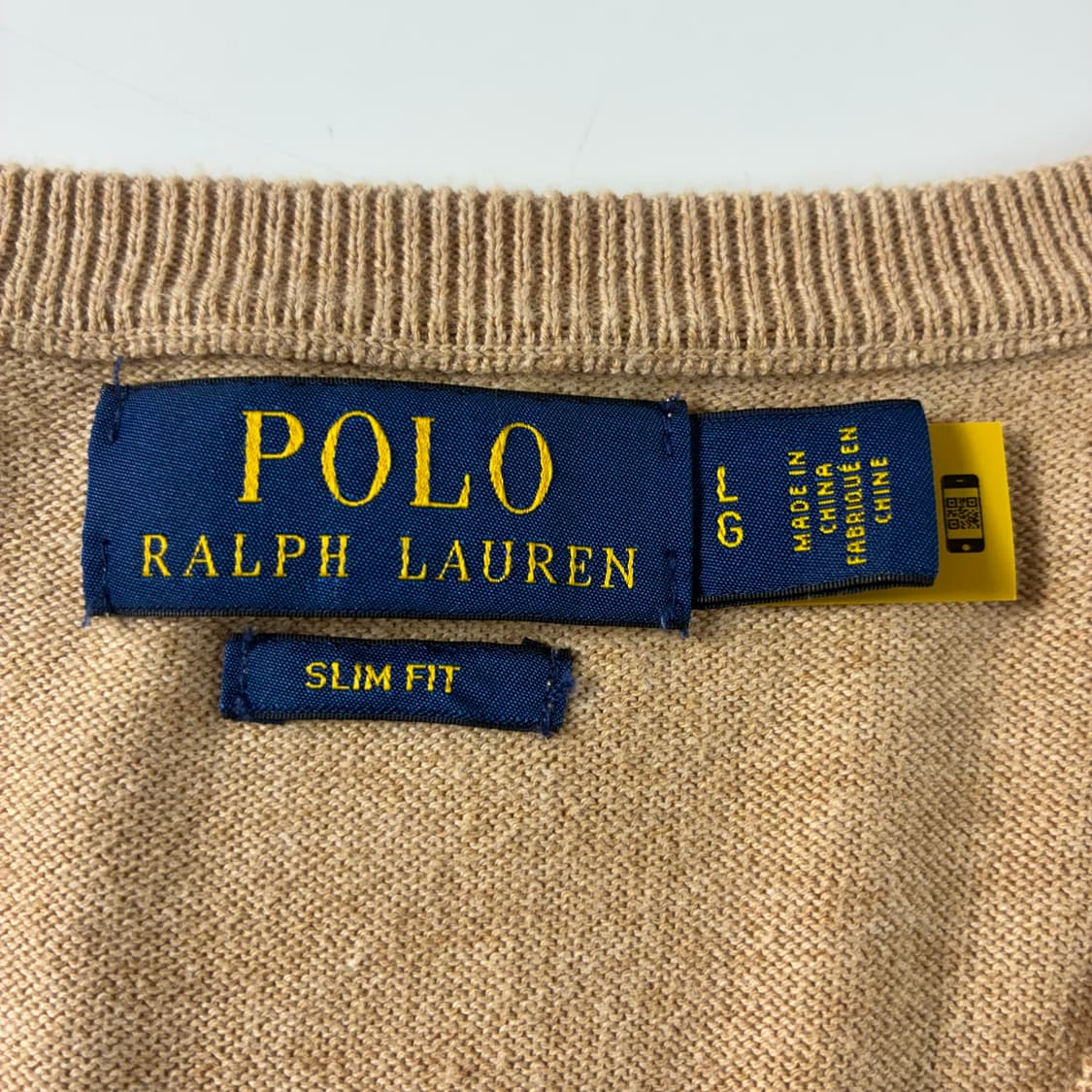 Polo  폴로 랄프로렌 신형 자수 코튼 베이지 브이넥 니트 상품이미지4