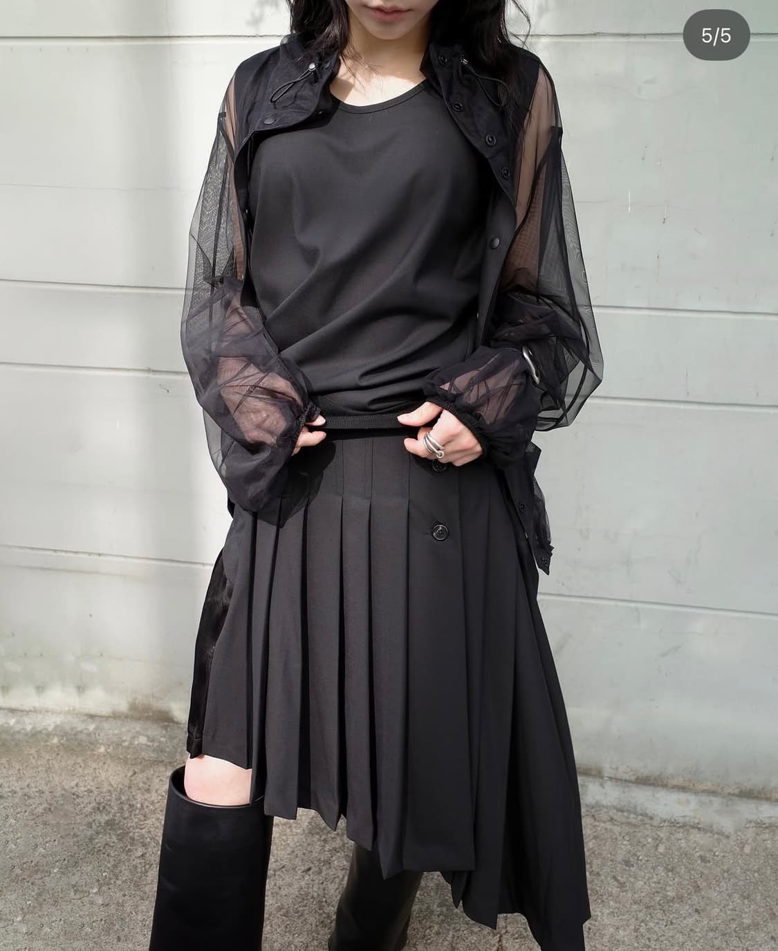 JUNE UNBALANCED PLEATED SKIRT black / S 상품이미지3