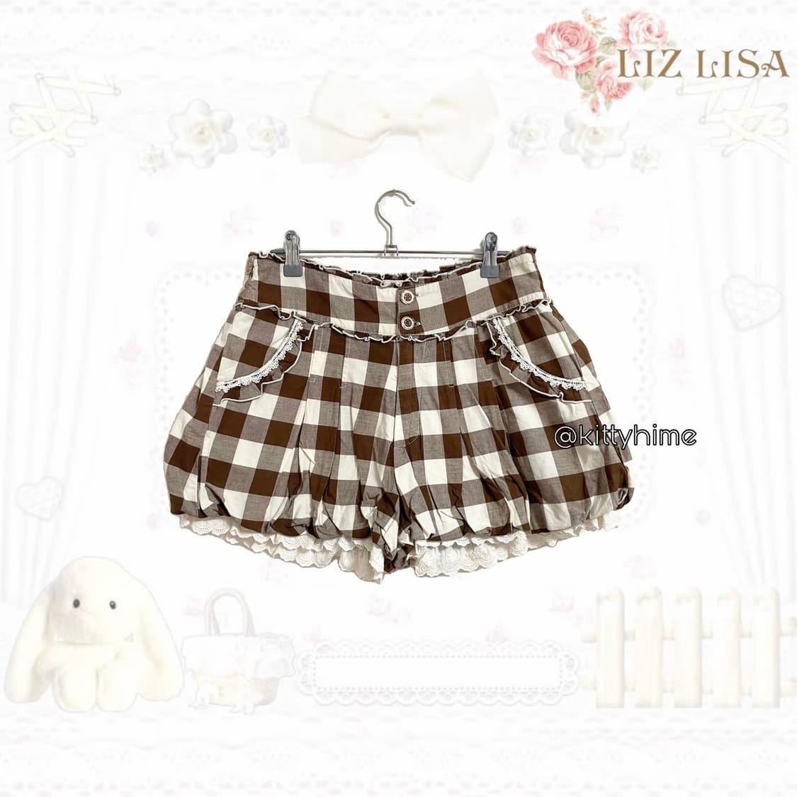 Liz lisa 리즈리사 히메카지 체크 레이스 팬츠 라떼갸루 히메갸루 상품이미지4