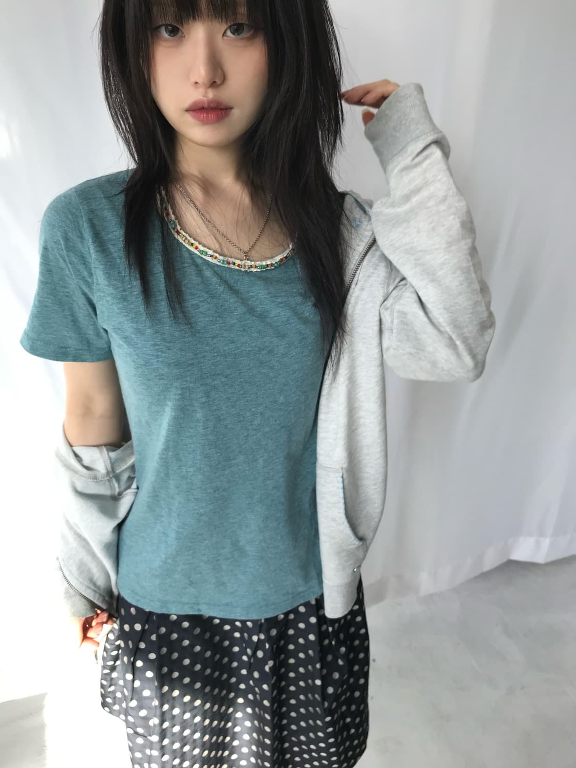 블루 비즈 티셔츠 상품이미지3