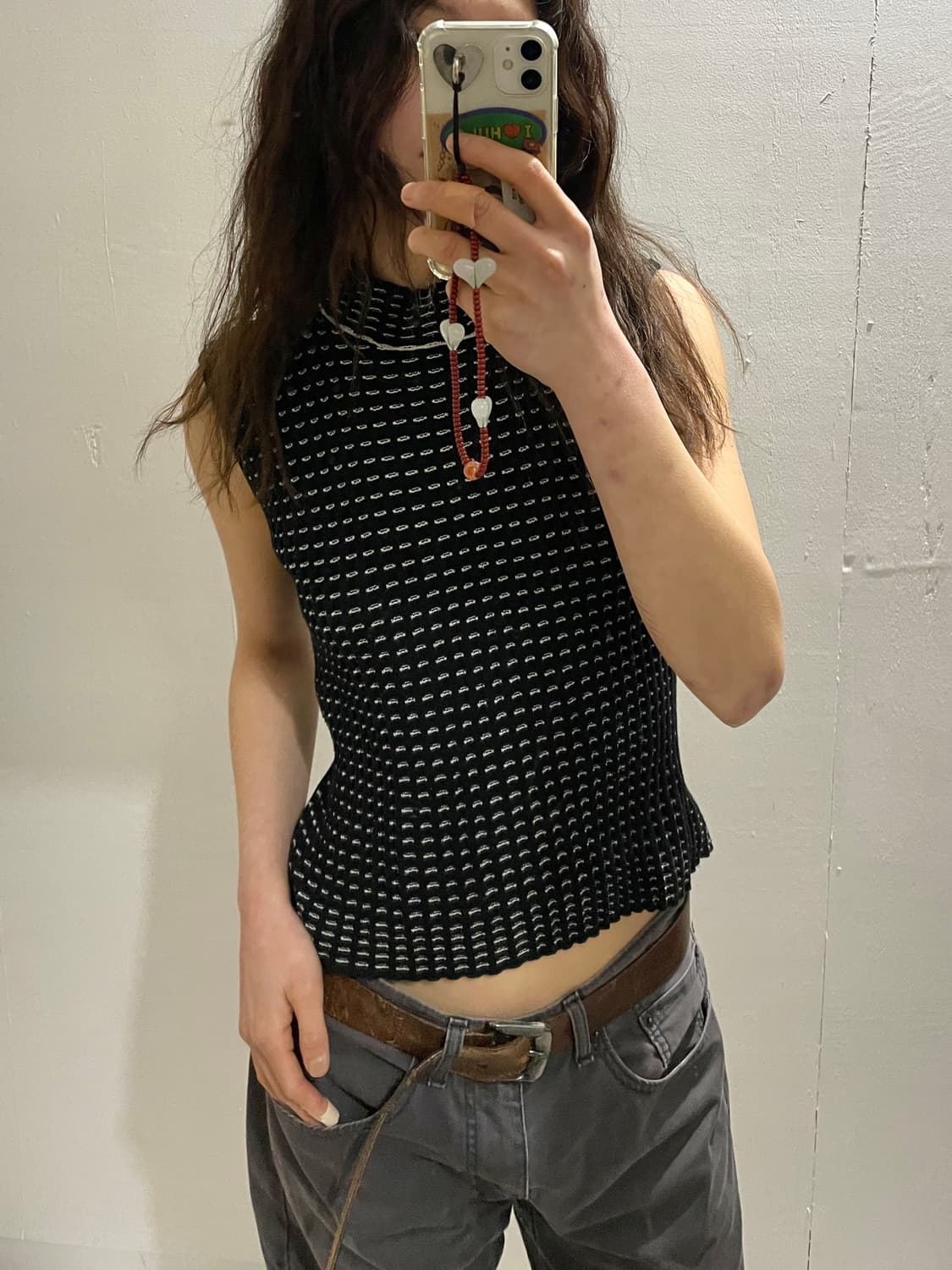 알마니 컬렉션 모크넥 골지 니트 나시 상품이미지2