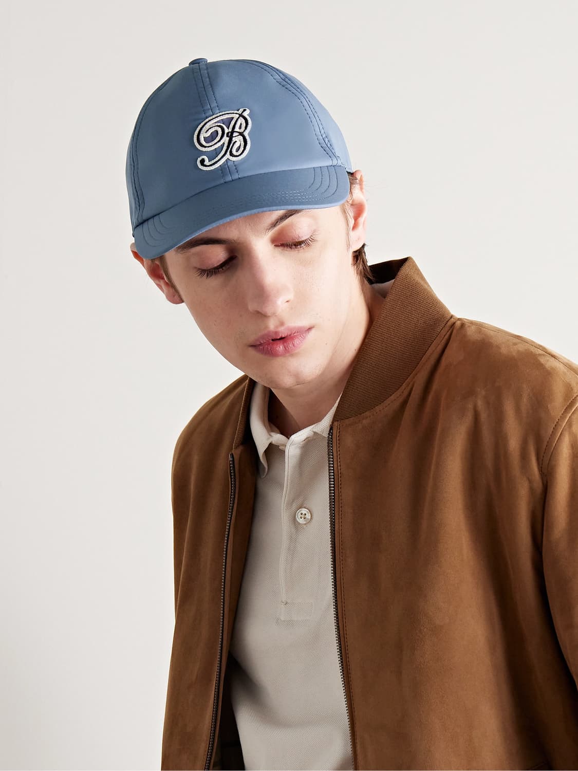 벨루티 2023 S/S 레더 트리밍 B 로고 아플리케 볼캡 상품이미지1
