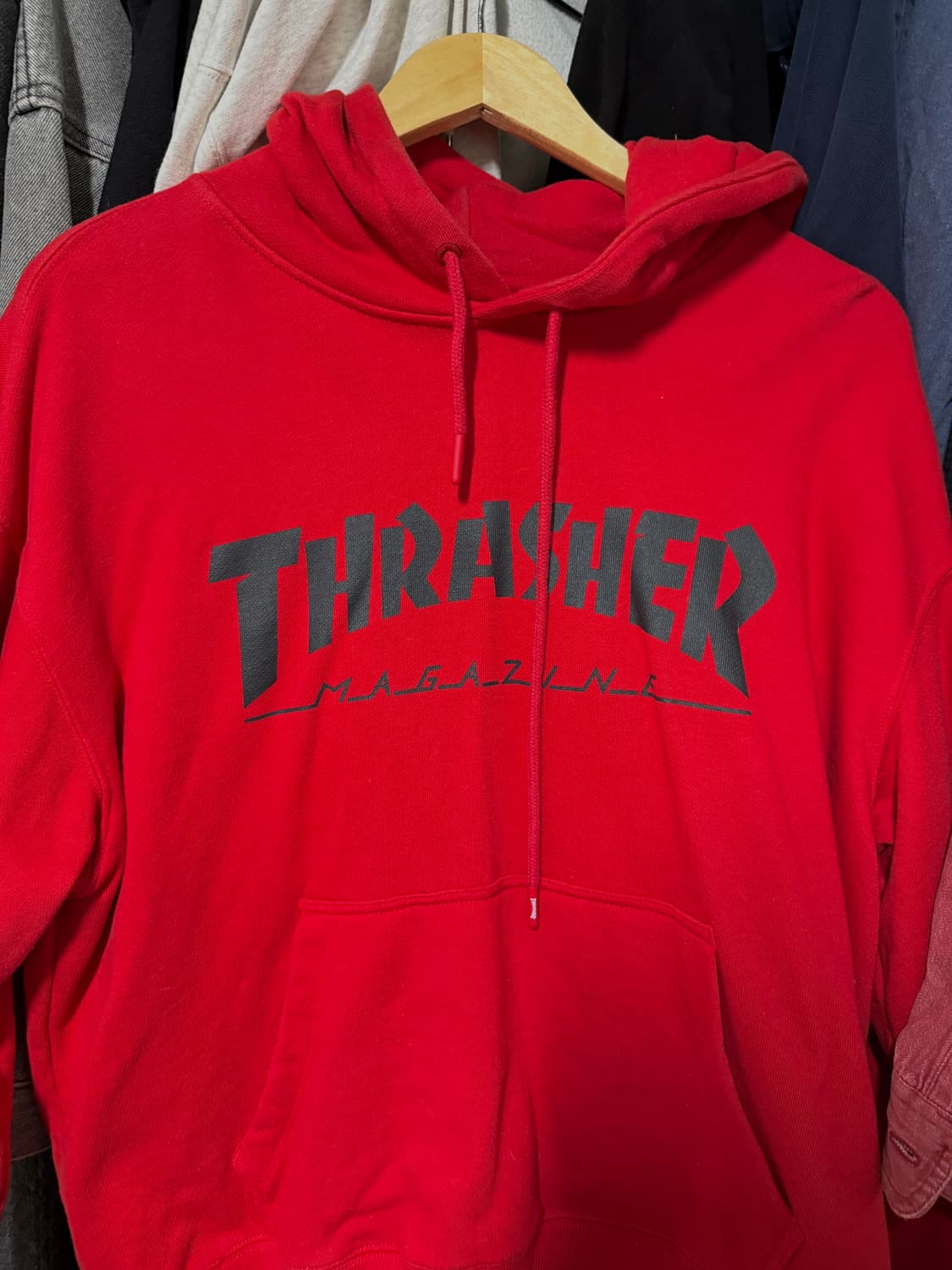 트레셔 로고 후디 레드 L 상품이미지1