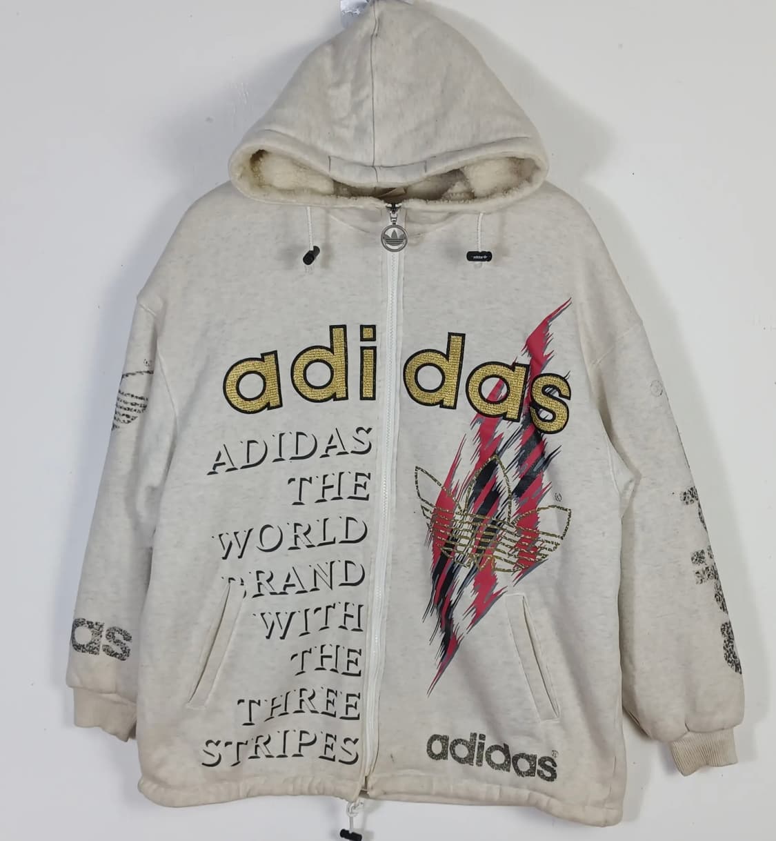 올드스쿨 빈티지 90년대 아디다스 x 데상트 플리스 후드집업 상품이미지1