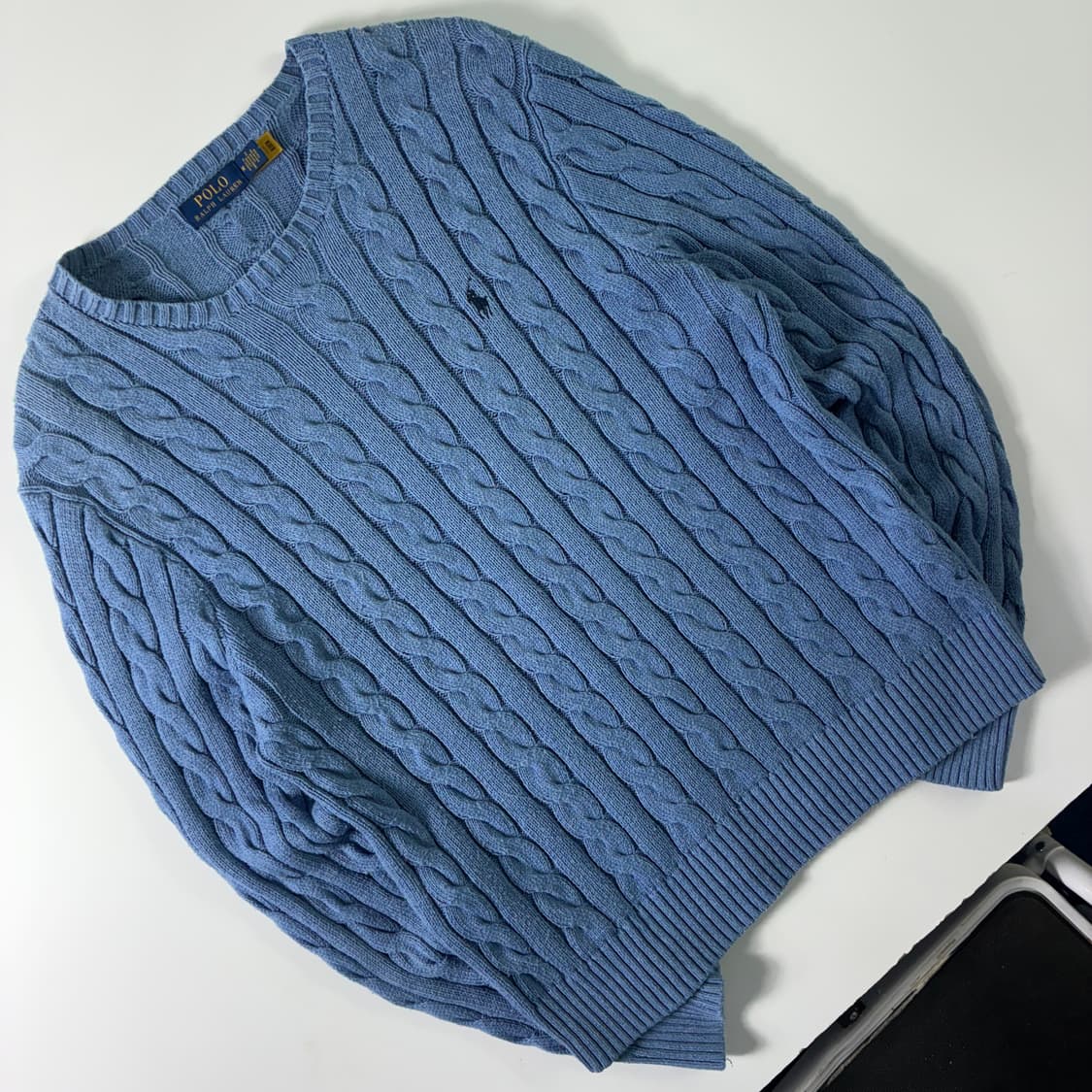 Polo  폴로 랄프로렌 신형 자수 코튼 블루 꽈배기 니트  상품이미지2