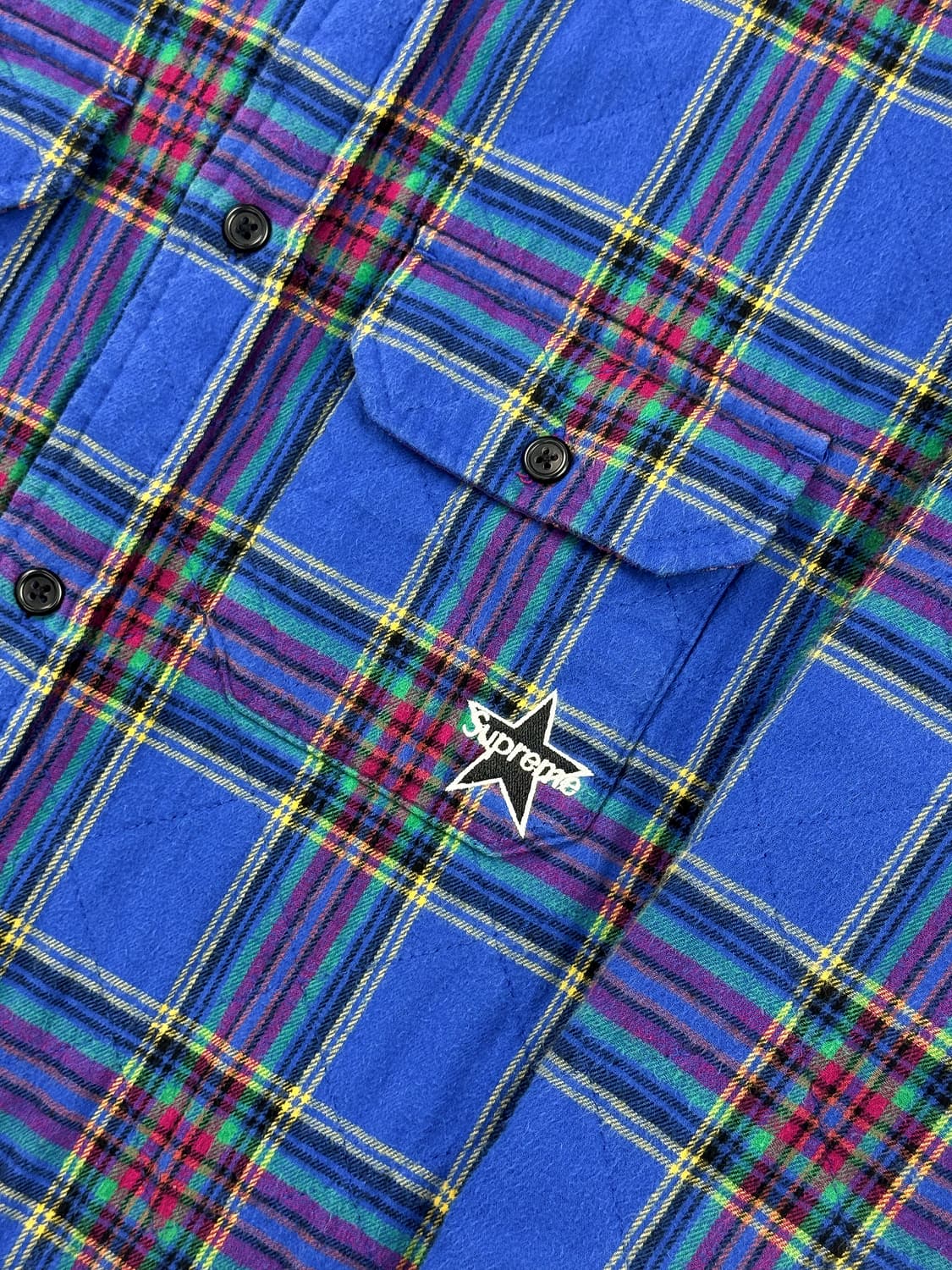 슈프림 퀼티드 플래드 플란넬 셔츠 더스티 로얄 상품이미지5